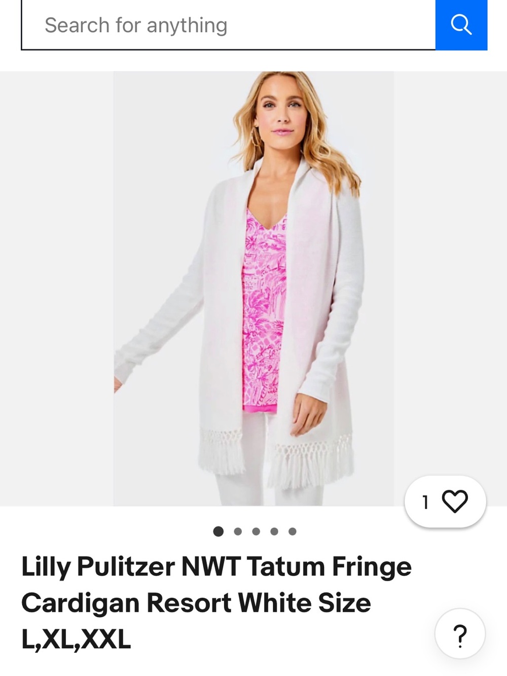 Lilly Pulitzer White Fringe Open-Front Cardigan